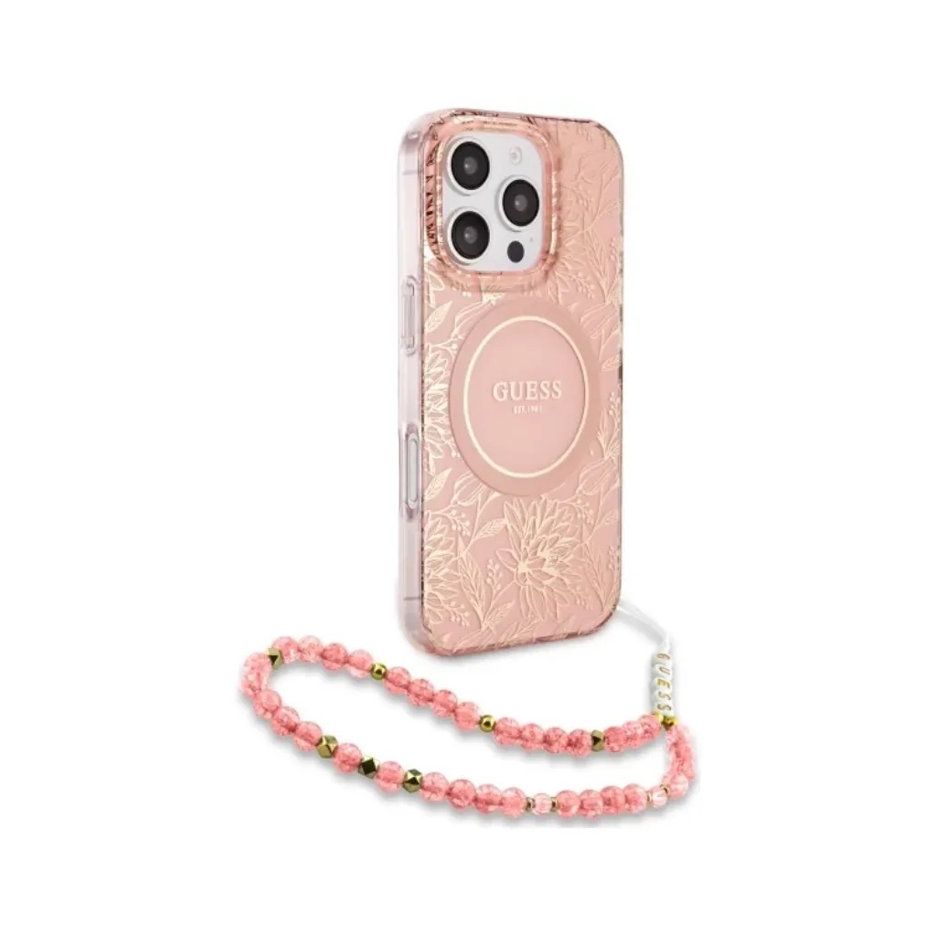 Guess maska MagSafe Electroplated Flowers Beads Strap_03.webp