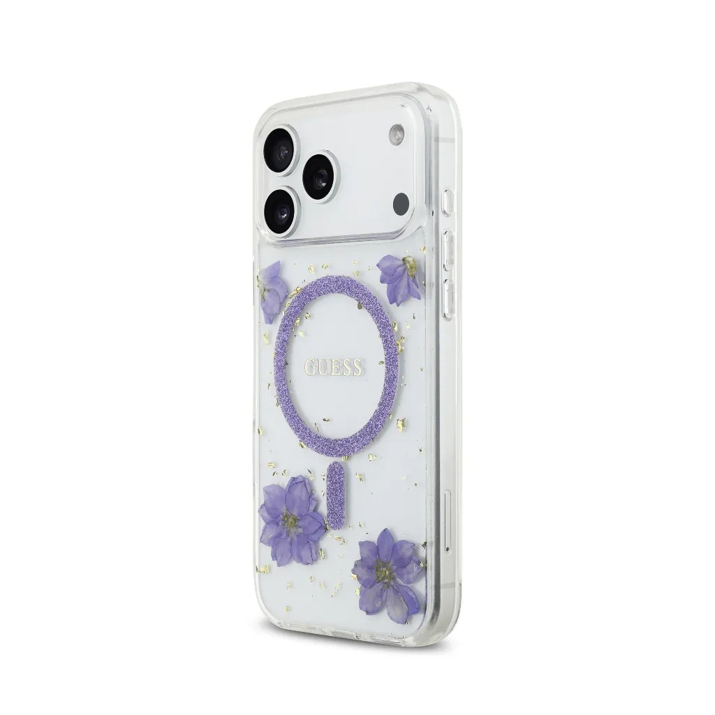 Guess maska MagSafe Resin Flowers & Glitter