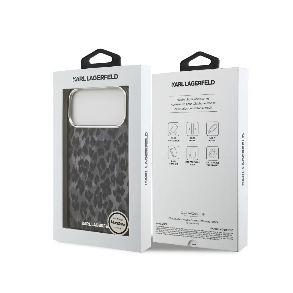 Karl Lagerfeld maska MagSafe Leopard Pattern Camera Frame