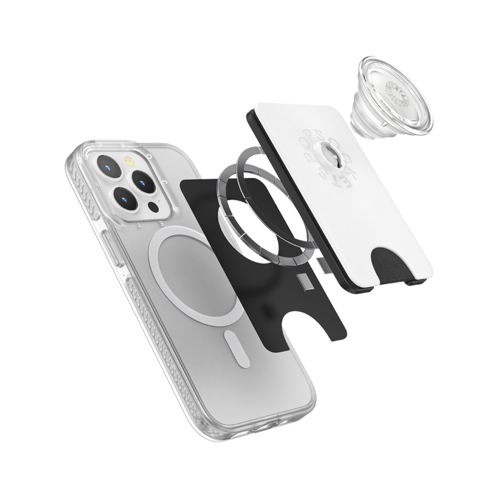 PopSockets držač za mobitel MagSafe White Clear Wallet