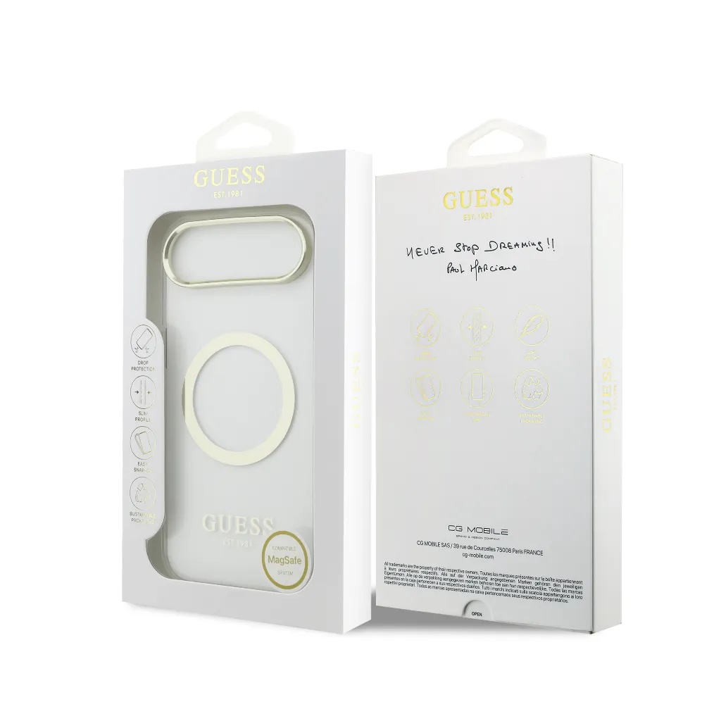 Guess maska MagSafe Gold Outline & Logo