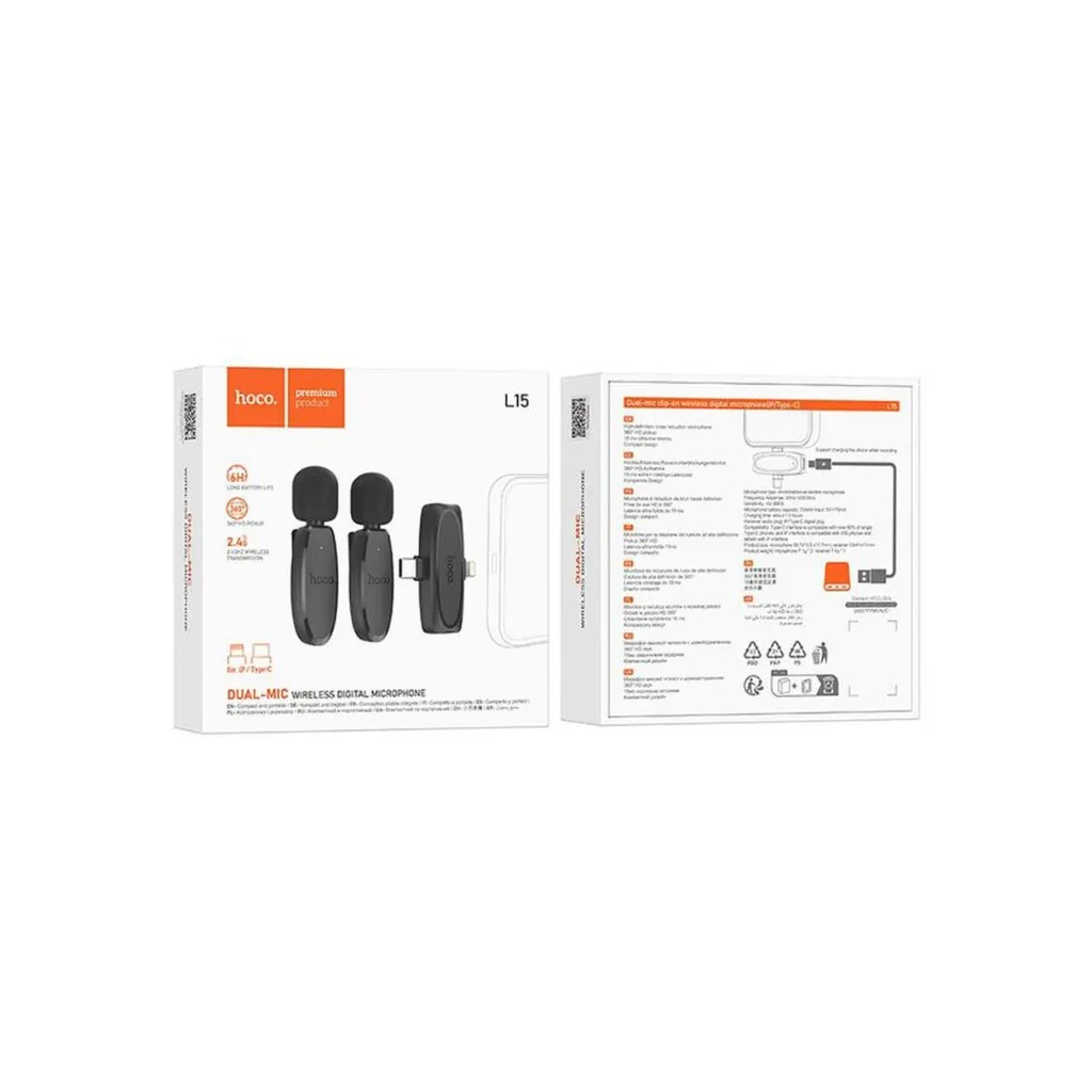 HOCO mikrofon L15 Lightning - USB C 2pcs