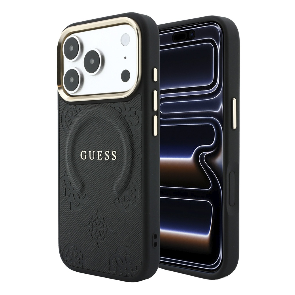 Guess maska MagSafe Hot Stamp Peony Pattern Embossed Ring