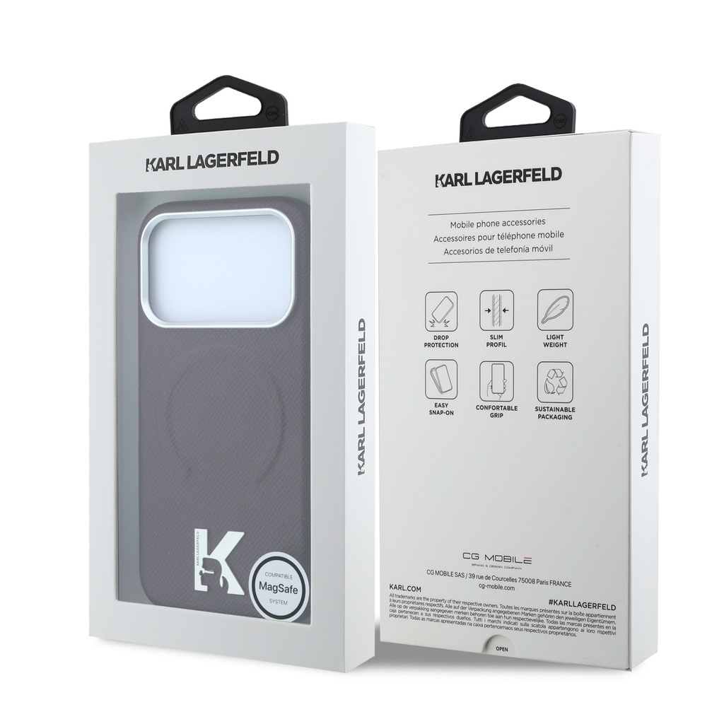 Karl Lagerfeld maska MagSafe Grained Kameo Metal Logo