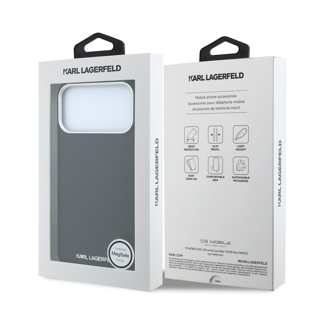 Karl Lagerfeld maska MagSafe Grained Metal Frame & Logo