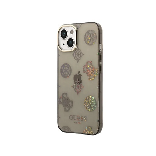 Guess Phone Case Peony Glitter Electroplated Camera (iPhone 14 Plus, black)