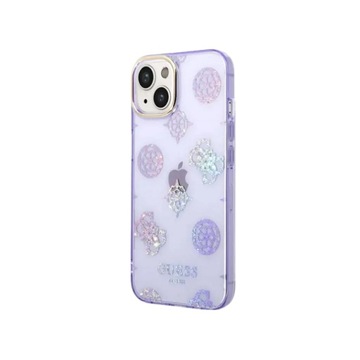 Guess Phone Case Peony Glitter Electroplated Camera (iPhone 14 Plus, purple)