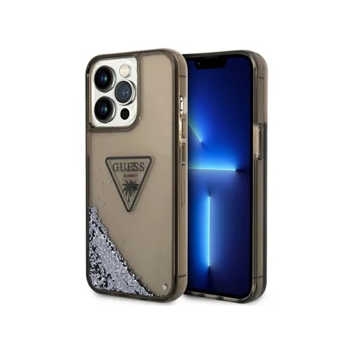 Guess Phone Case Liquid Glitter Translucent Triangle (iPhone 14 Pro, black)
