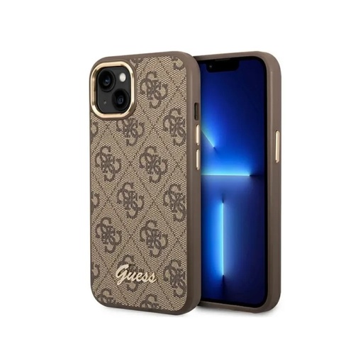 Guess Phone Case 4G Pattern Electroplated Camera (iPhone 14 Plus, brown)