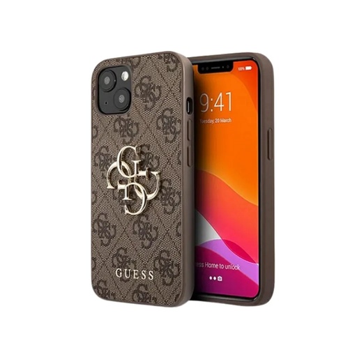 Guess maska 4G Pattern Metal Logo (iPhone 14 Plus, smeđe)