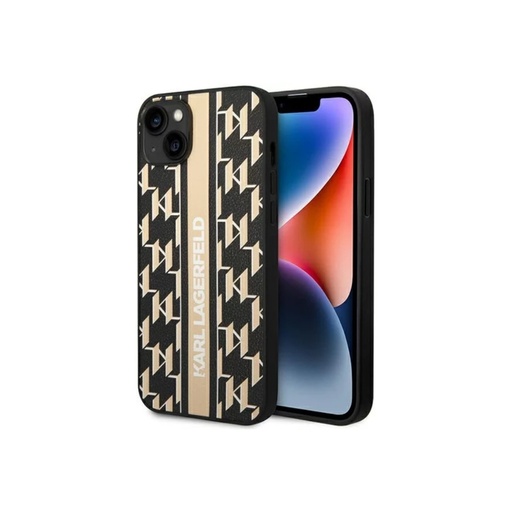 Karl Lagerfeld maska Monogram Pattern Vertical Stripe (iPhone 14, smeđe)