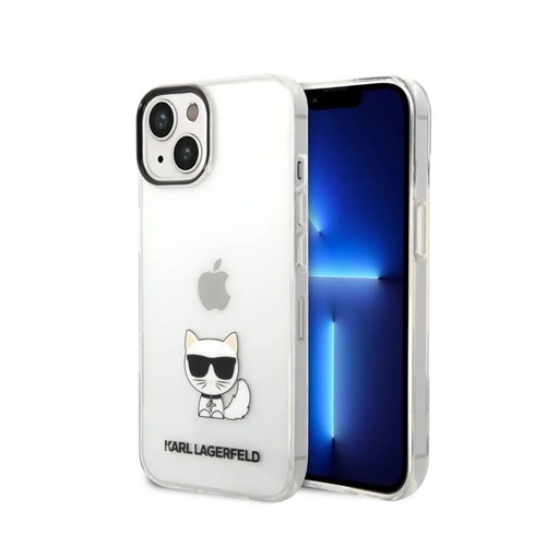 Karl Lagerfeld Phone Case Choupette Black Camera Outline (iPhone 14 Plus, transparent)