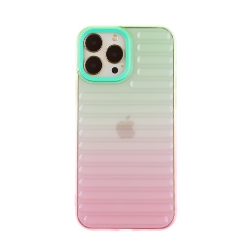 Silicone Case Gradient Grooves (iPhone 13 Pro Max, green)