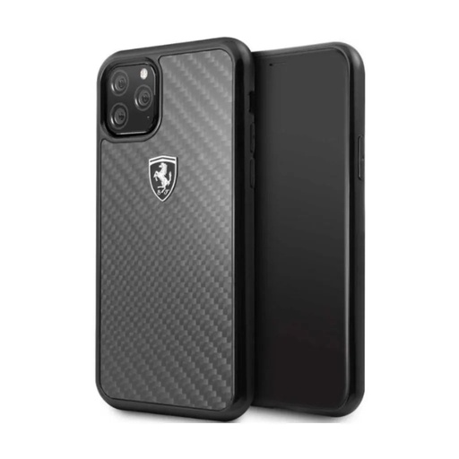 Ferrari Phone Case Carbon Metal Logo (iPhone 11 Pro, black)