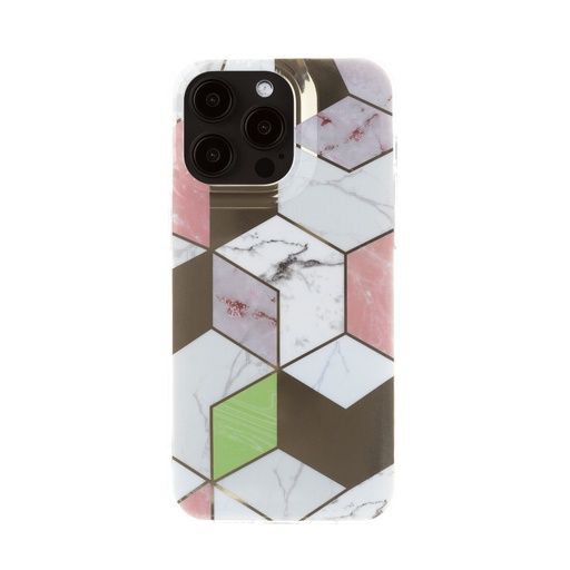 Phone Case Geometric Marble (iPhone 15 Pro Max, purple/green)