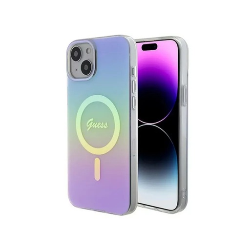 Guess Phone Case MagSafe Script Iridescent (iPhone 15, purple)