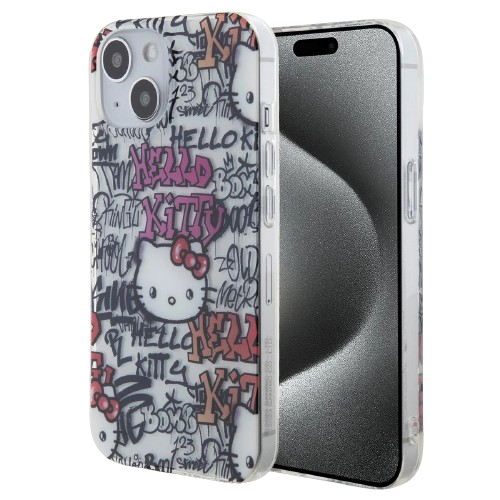 Hello Kitty Phone Case Graffiti Tags (iPhone 15, white)