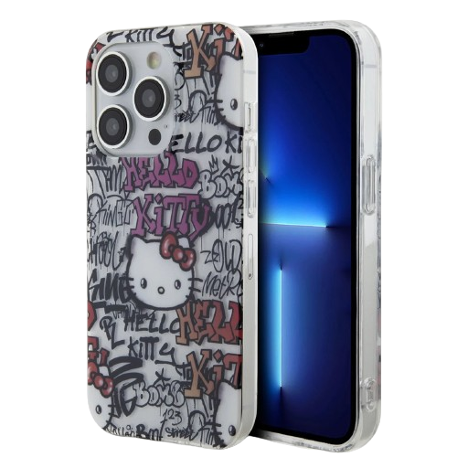 Hello Kitty maska Graffiti Tags (iPhone 15 Pro, bijelo)