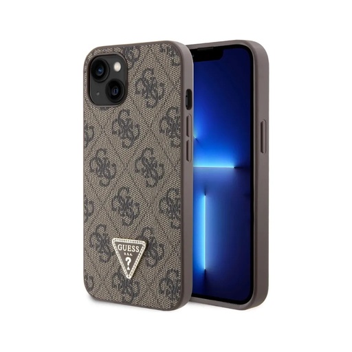 Guess Phone Case 4G Pattern Metal Logo Strass (iPhone 15 Plus, brown)