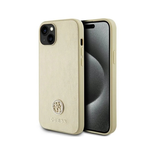 Guess maska Round Logo Strass (iPhone 15 Plus, zlatno)