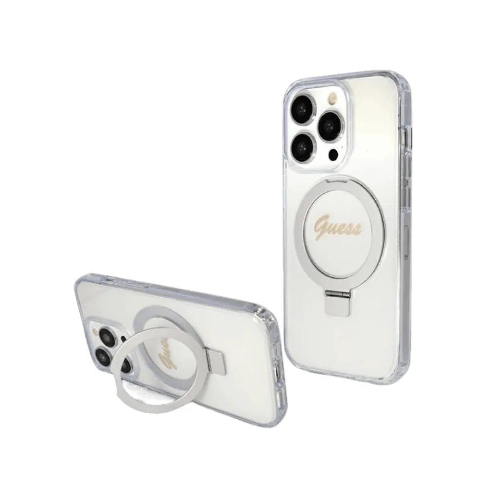 Guess Phone Case MagSafe Ring Stand Glitter