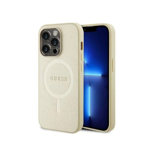 Guess Phone Case MagSafe Saffiano (iPhone 15 Plus, beige)