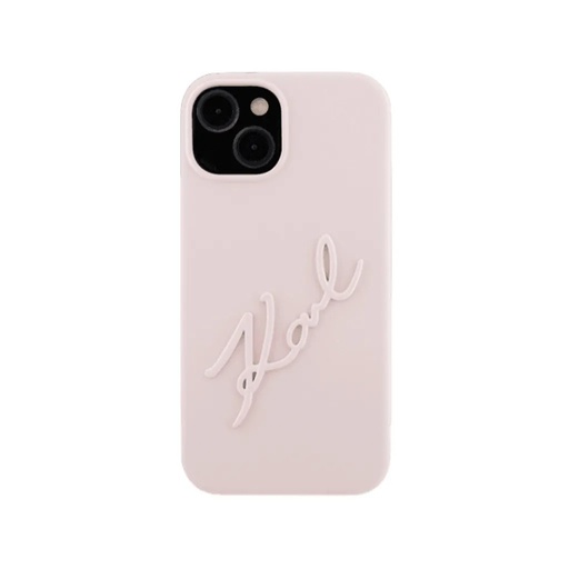 Karl Lagerfeld maska Metal Signature Liquid (iPhone 15 Plus, ružičasto)