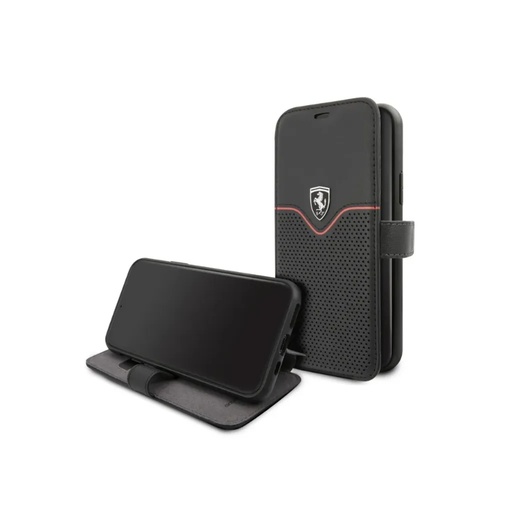 Ferrari Bookcase Red Line Perforated Part (iPhone 11 Pro, black)