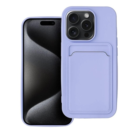 Phone Case Monochrome Card Pocket (iPhone 15 Pro Max, light purple)