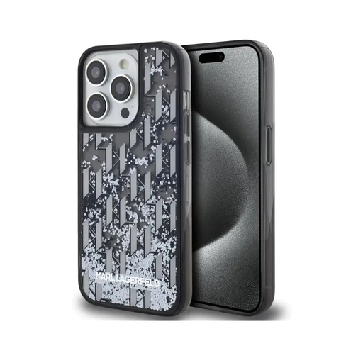 Karl Lagerfeld maska Gradient Monogram Liquid Glitter (iPhone 14, crno)