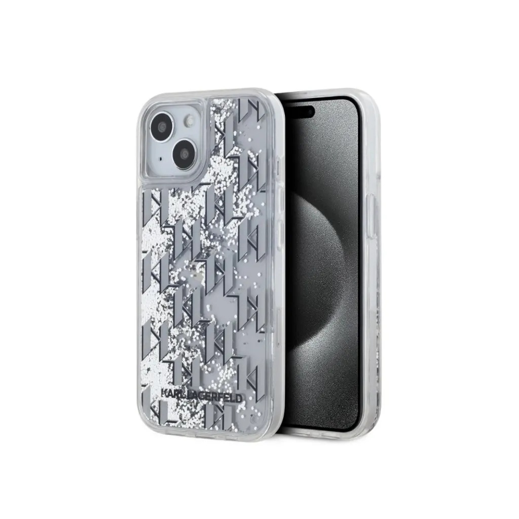 Karl Lagerfeld Phone Case Gradient Monogram Liquid Glitter