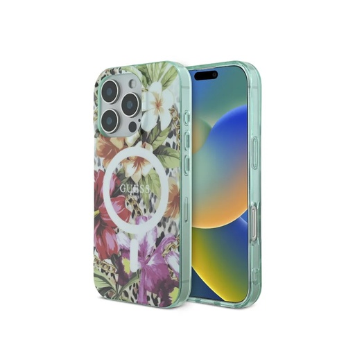 Guess Phone Case MagSafe White Ring Jungle (iPhone 16)