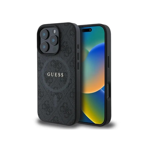 Guess Phone Case MagSafe 4G Pattern Classic Logo (iPhone 16 Plus, black)