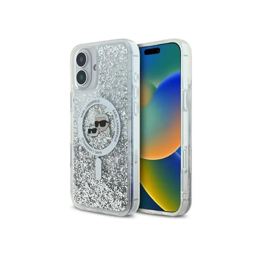 Karl Lagerfeld maska K&C Heads Liquid Glitter MagSafe (iPhone 16, prozirno)