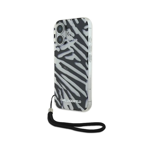 Karl Lagerfeld Phone Case Zebra Wrist Cord (iPhone 16, black)