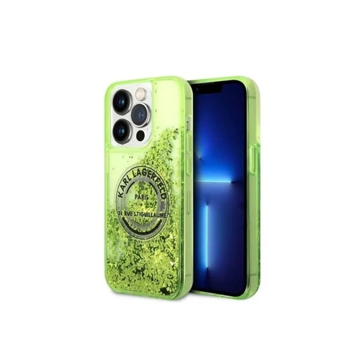 Karl Lagerfeld Phone Case Liquid Glitter RSG Logo (iPhone 16 Pro Max, yellow)