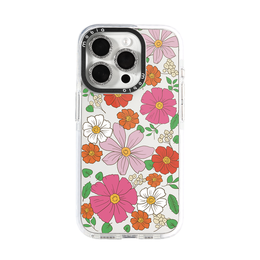 Maska Pattern Pink Flowers (iPhone 15 Pro, prozirno)