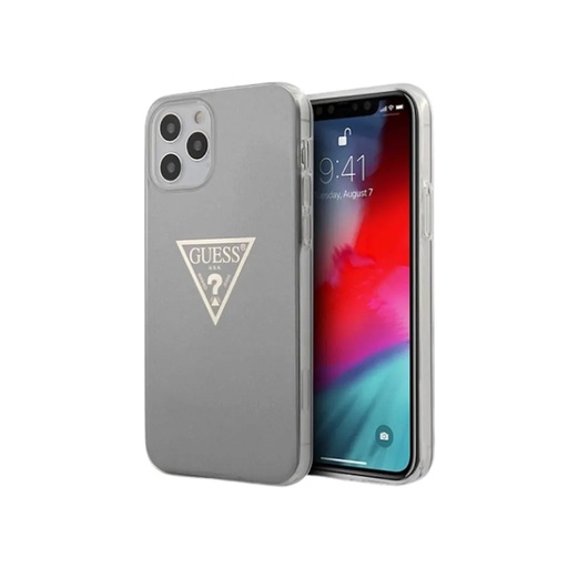 Guess maska Metallic Effect Triangle Logo (iPhone 12 Mini, sivo)