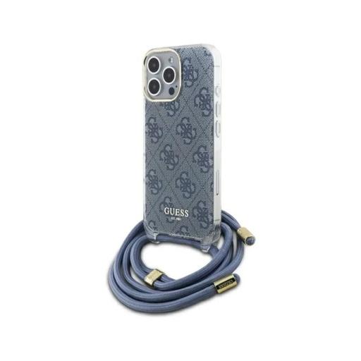 Guess maska 4G Pattern Crossbody Cord (iPhone 16 Pro Max, plavo)