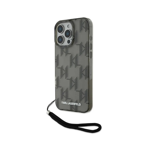 Karl Lagerfeld Phone Case Gradient KL Pattern Wrist Cord (iPhone 16 Pro, black)