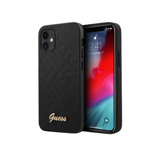Guess Phone Case Love Debossed (iPhone 12 Mini, black)