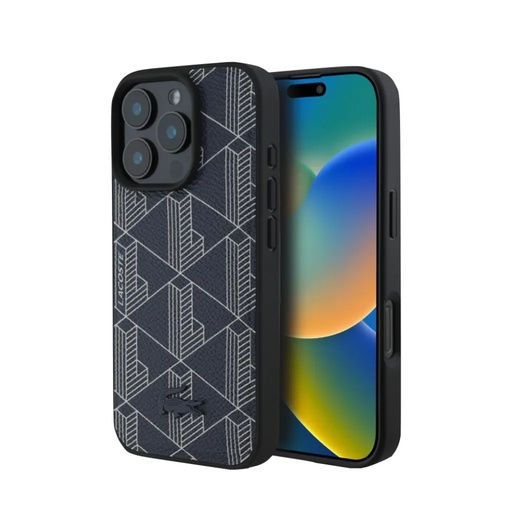 Lacoste Phone Case MagSafe Monogram (iPhone 16 Pro, dark blue)