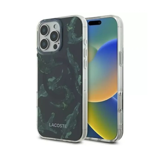 Lacoste Phone Case MagSafe Croc Painting (iPhone 16 Pro Max, black)