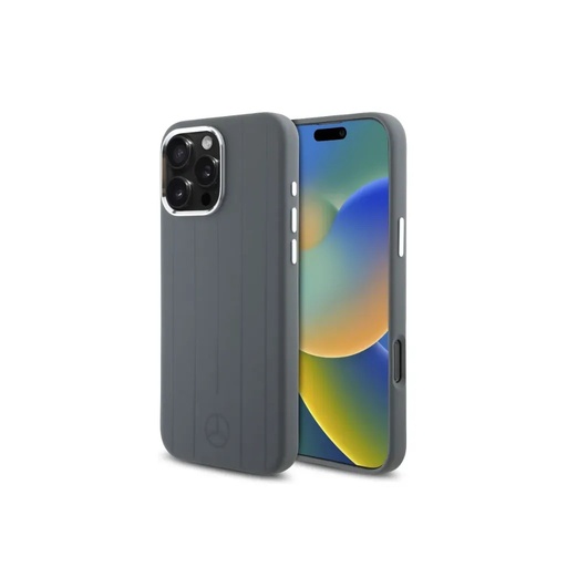 Mercedes-Benz maska MagSafe Tonal Stripes Liquid (iPhone 16 Pro Max, sivo)