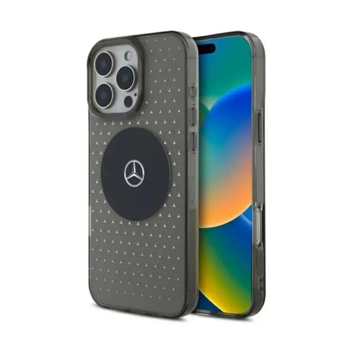Mercedes-Benz maska MagSafe Star Pattern Transparent (iPhone 16, crno)