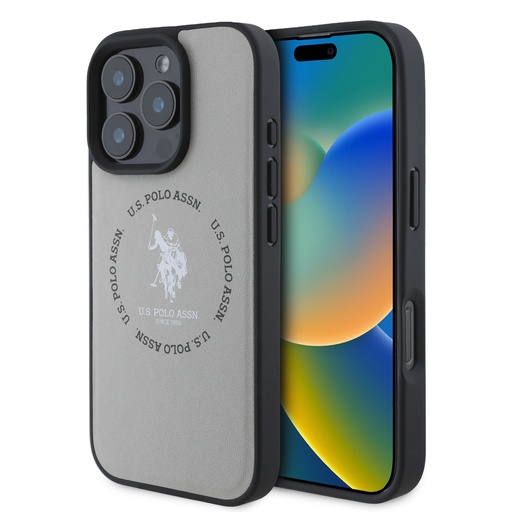 U.S. Polo Assn. maska MagSafe Round Horse Logo (iPhone 16 Pro, bež)