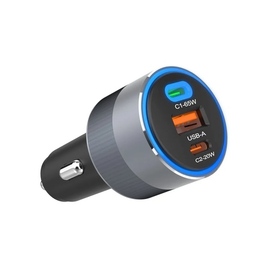 Forcell auto adapter F-Energy 2 x USB C + USB (sivo)