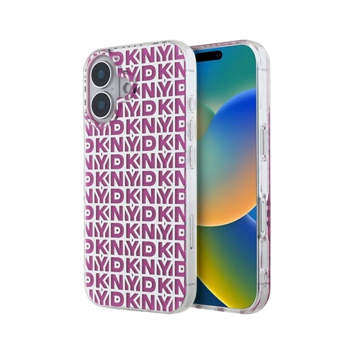 DKNY Phone Case Repeat Pattern Electroplated (iPhone 16, pink)