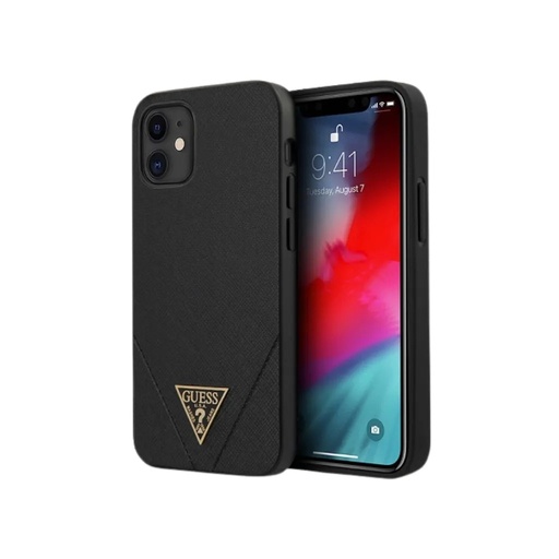 Guess maska Saffiano Stitched V (iPhone 12 Mini, crno)
