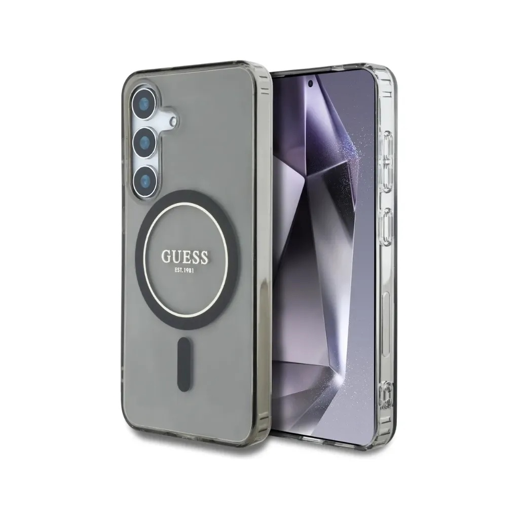 Guess Phone Case MagSafe Glitter Ring Classic Logo